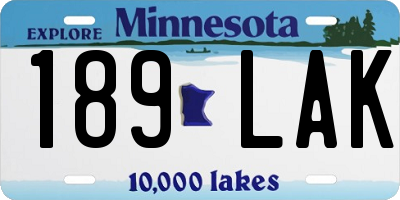 MN license plate 189LAK