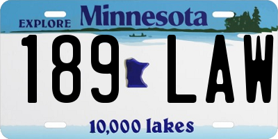 MN license plate 189LAW
