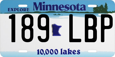 MN license plate 189LBP