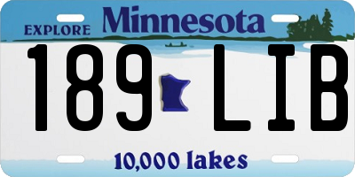 MN license plate 189LIB