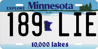 MN license plate 189LIE