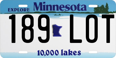 MN license plate 189LOT