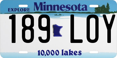 MN license plate 189LOY