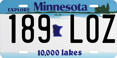 MN license plate 189LOZ