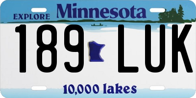 MN license plate 189LUK