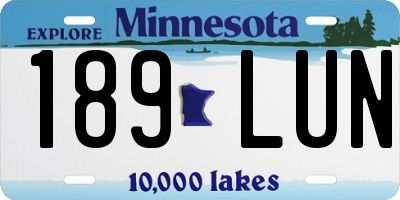 MN license plate 189LUN
