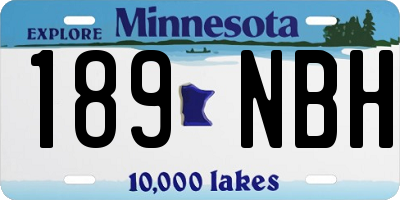 MN license plate 189NBH