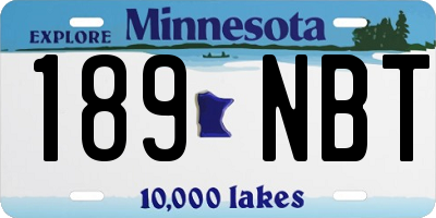 MN license plate 189NBT
