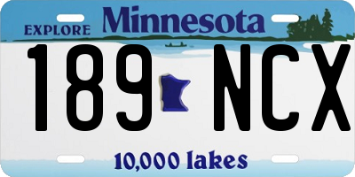 MN license plate 189NCX