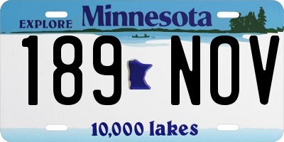 MN license plate 189NOV