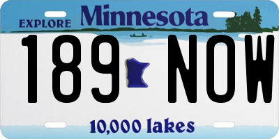 MN license plate 189NOW