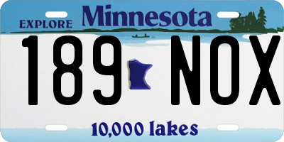 MN license plate 189NOX