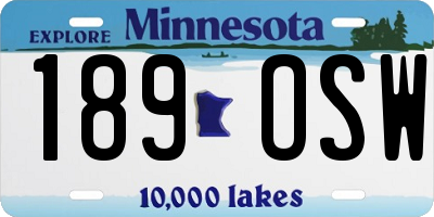 MN license plate 189OSW