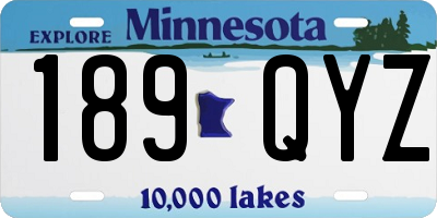 MN license plate 189QYZ