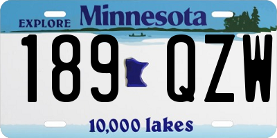 MN license plate 189QZW