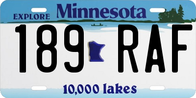 MN license plate 189RAF