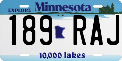 MN license plate 189RAJ
