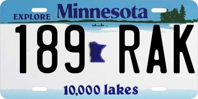 MN license plate 189RAK