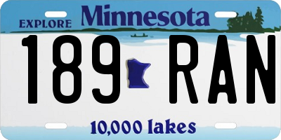 MN license plate 189RAN