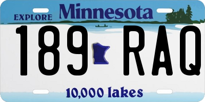 MN license plate 189RAQ
