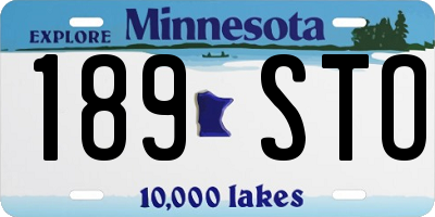 MN license plate 189STO