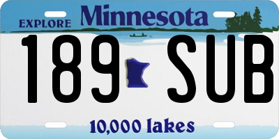 MN license plate 189SUB