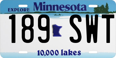 MN license plate 189SWT