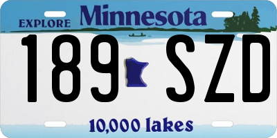 MN license plate 189SZD