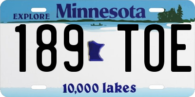 MN license plate 189TOE