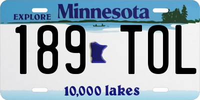 MN license plate 189TOL