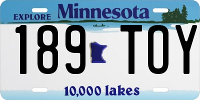 MN license plate 189TOY