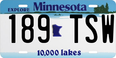 MN license plate 189TSW