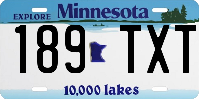 MN license plate 189TXT