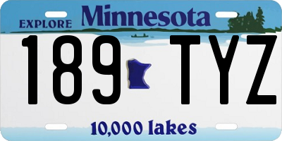 MN license plate 189TYZ