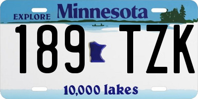 MN license plate 189TZK