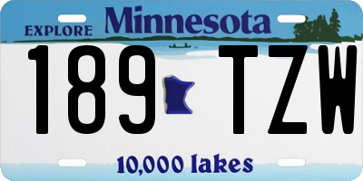 MN license plate 189TZW