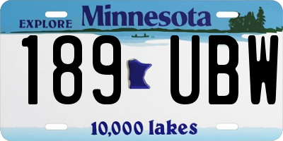 MN license plate 189UBW
