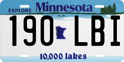 MN license plate 190LBI