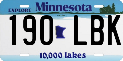MN license plate 190LBK