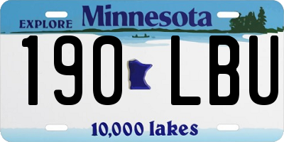MN license plate 190LBU