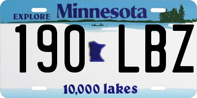 MN license plate 190LBZ