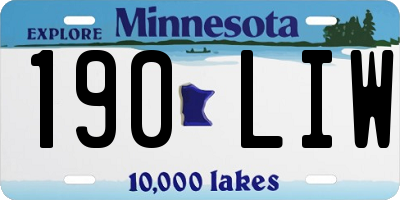 MN license plate 190LIW