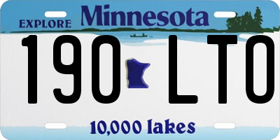 MN license plate 190LTO