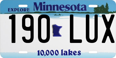 MN license plate 190LUX