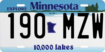 MN license plate 190MZW