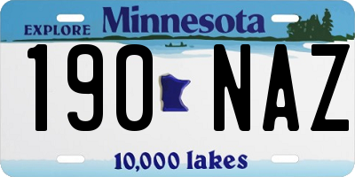 MN license plate 190NAZ