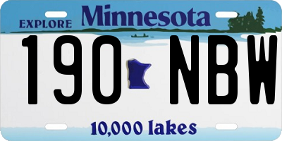 MN license plate 190NBW
