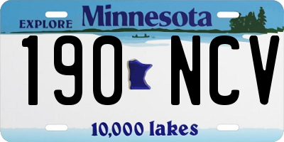 MN license plate 190NCV