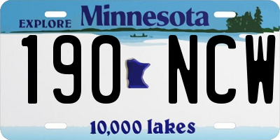 MN license plate 190NCW
