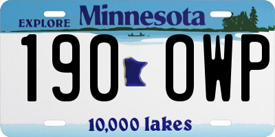 MN license plate 190OWP